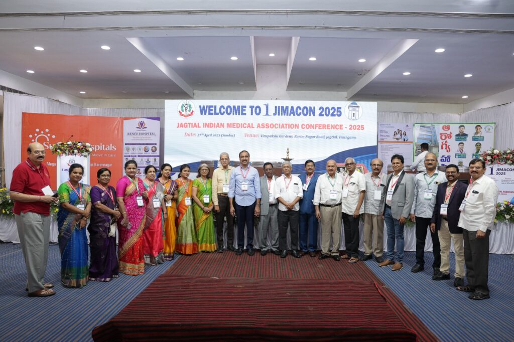 Group photo at JIMACON 2025 — best medical conference event planner in Hyderabad, organized by Adtru.